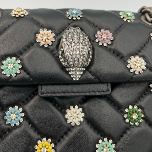 Kurt Geiger London Blk Leather Kensington Crossbody Chain Bag Small Rhinestone - Picture 3 of 13